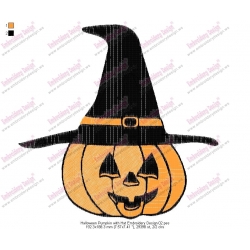Halloween Pumpkin with Hat Embroidery Design 02